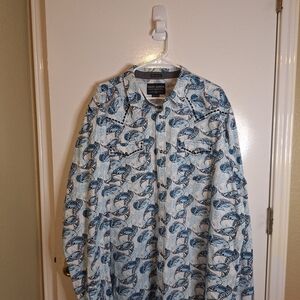 Cody JAMES Blue and White Patterned Shirt. SIZE 3XLT